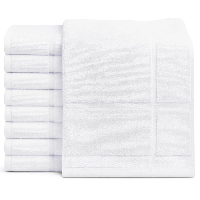 GOLD TEXTILES 12 Pack White Bath Mat Towels 20x30 Inches (Not a Bathroom Rug)- Cotton Blend Washable Economy Hotel Bath Mats - Image 1